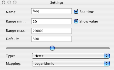 Settings window